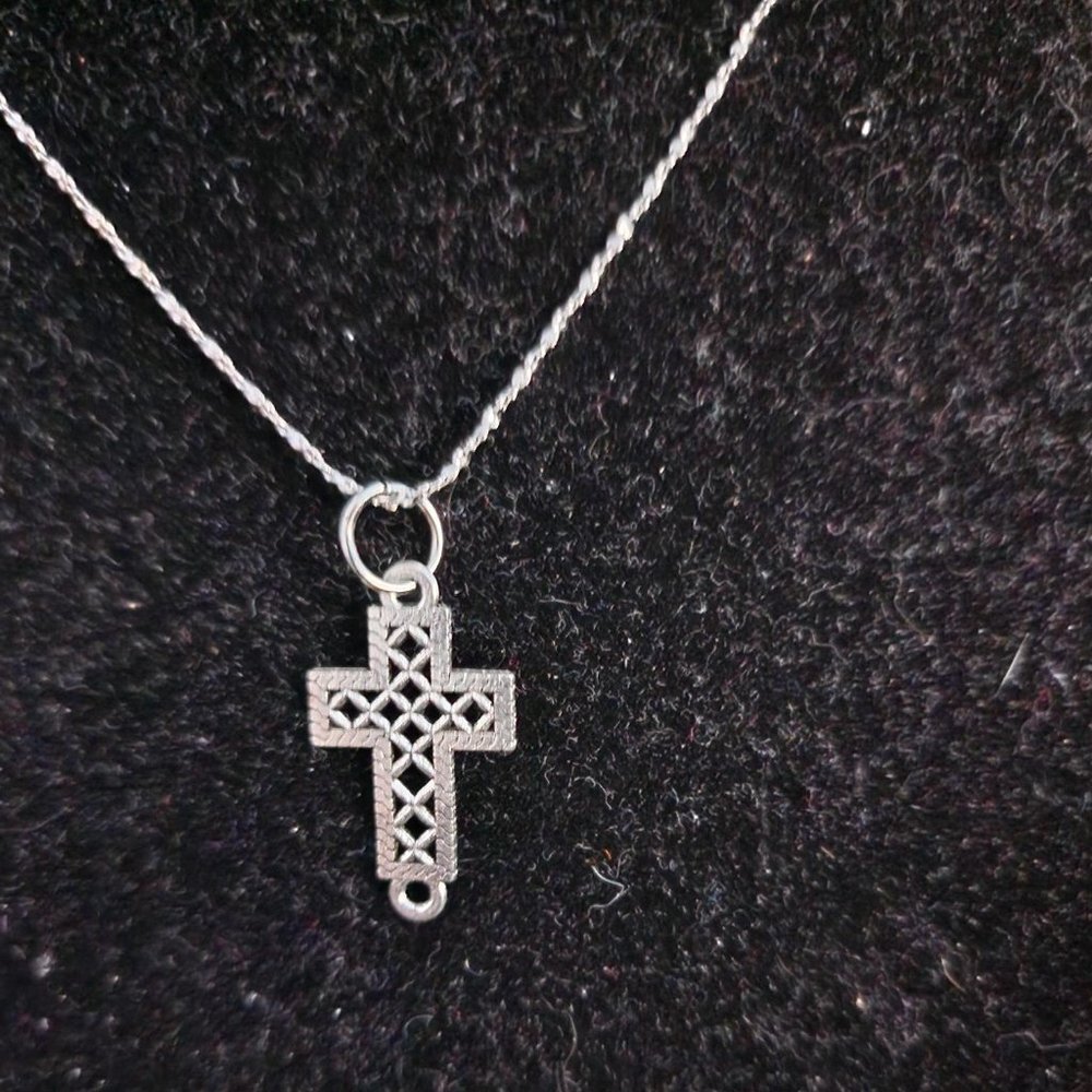 Open Patchwork Cross Necklace - image 1